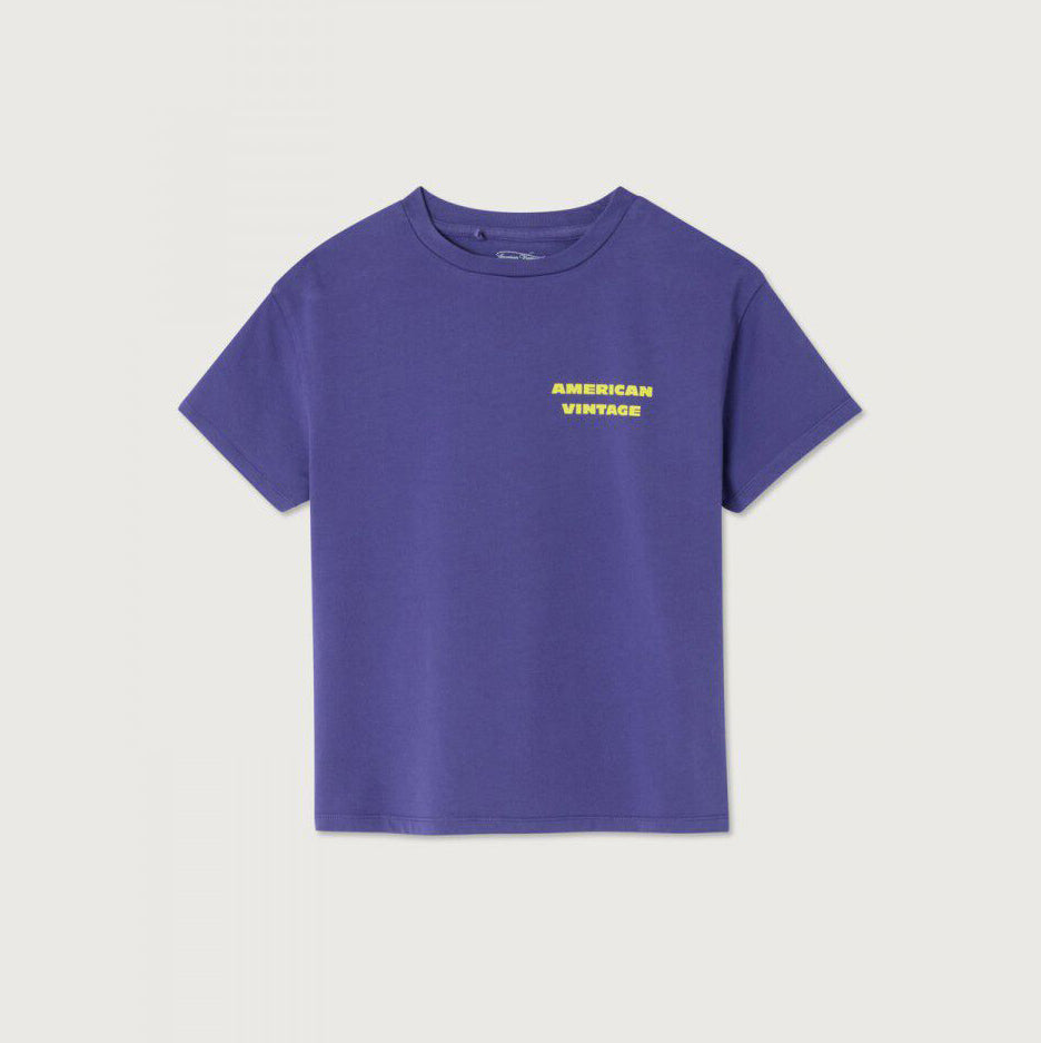 American Vintage-Kids T-Shirt Droit MC Col Rond Imprime Myrtille Vintage