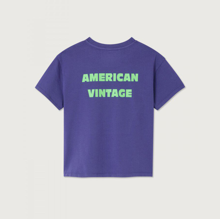American Vintage-Kids T-Shirt Droit MC Col Rond Imprime Myrtille Vintage