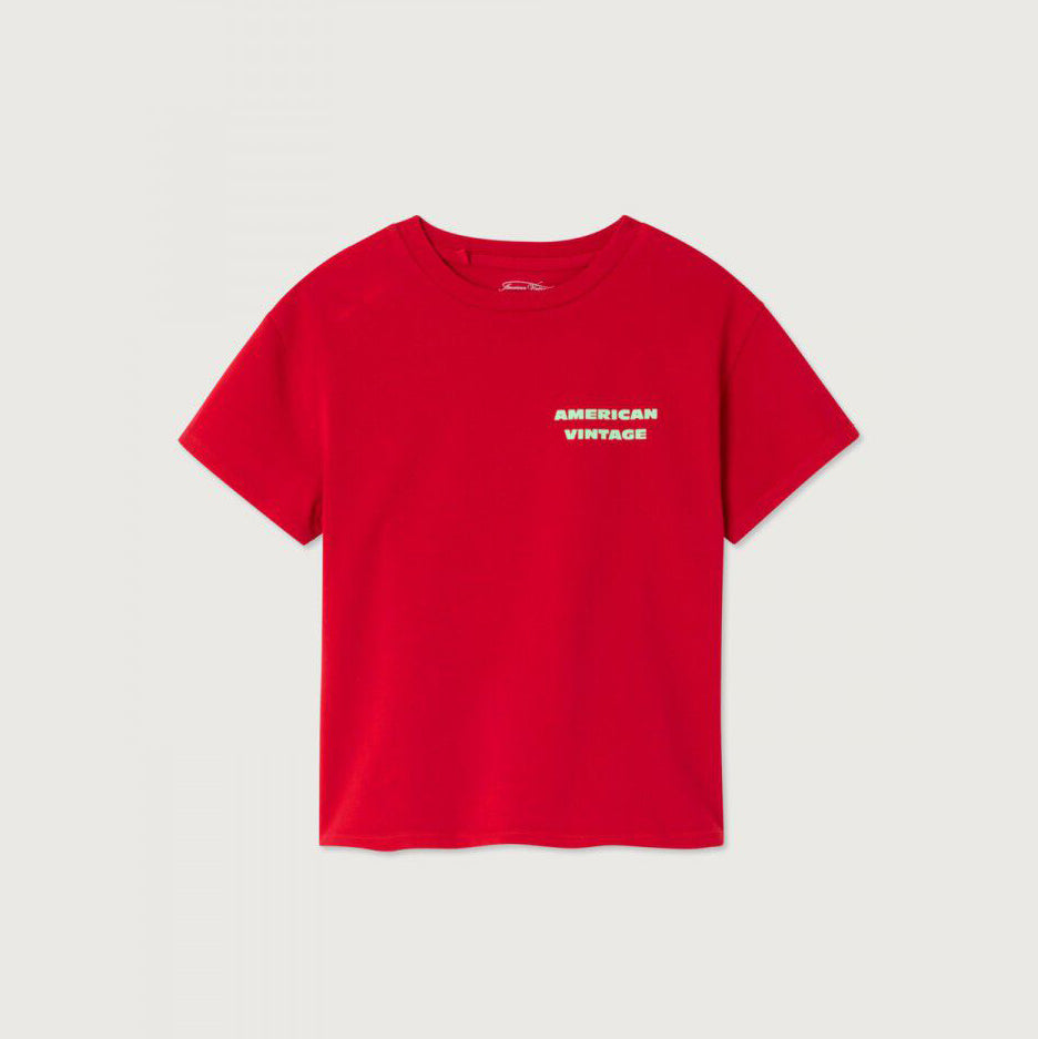 American Vintage-Kids T-Shirt Droit MC Col Rond Imprime Rubis Vintage