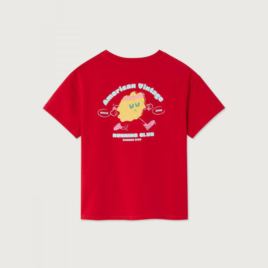 American Vintage-Kids T-Shirt Droit MC Col Rond Imprime Rubis Vintage
