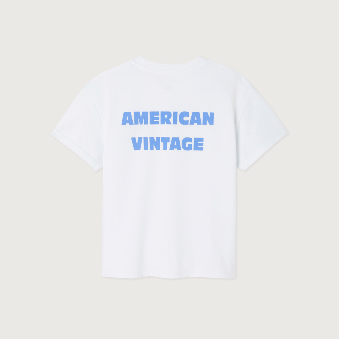 American Vintage-Short Sleeved Round Neck Straight Printed T-Shirt Blanc