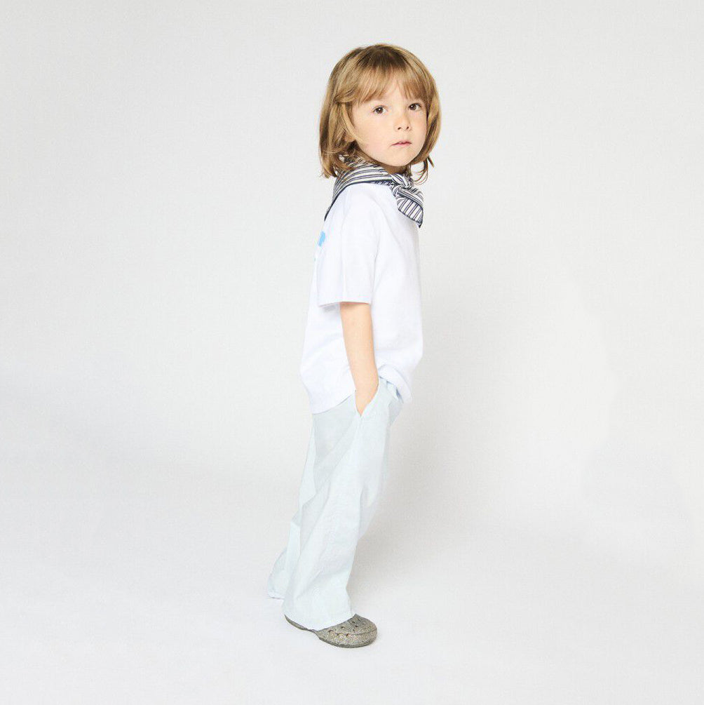 American Vintage-Short Sleeved Round Neck Straight Printed T-Shirt Blanc