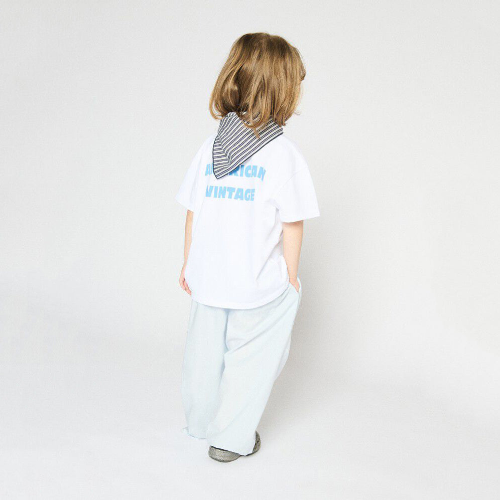 American Vintage-Short Sleeved Round Neck Straight Printed T-Shirt Blanc