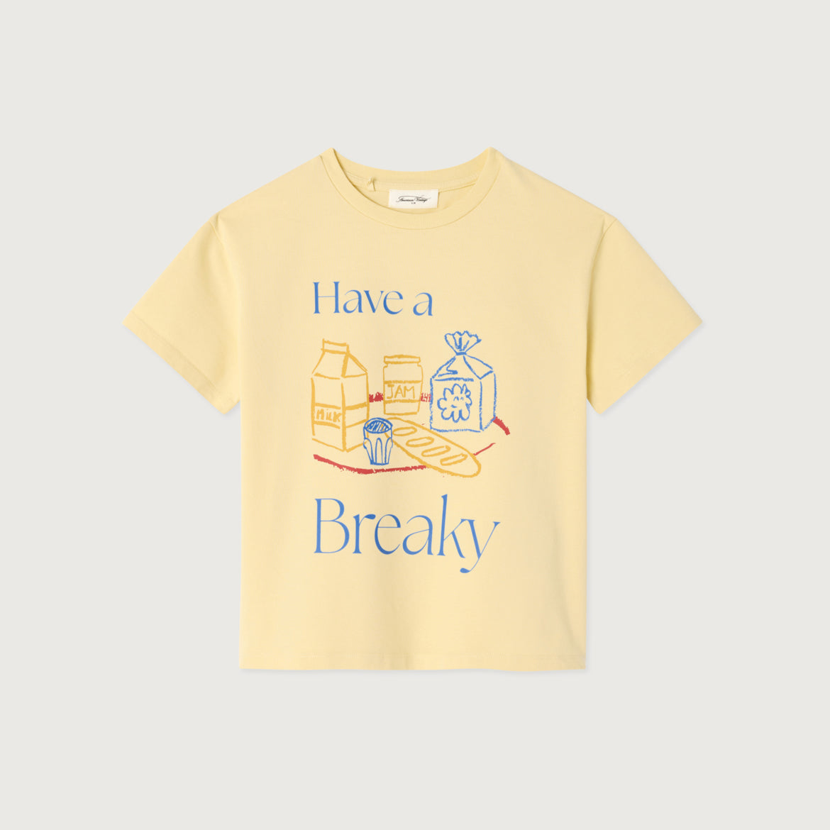 American Vintage-Short Sleeved Round Neck Straight Printed T-Shirt Coquille Vintage