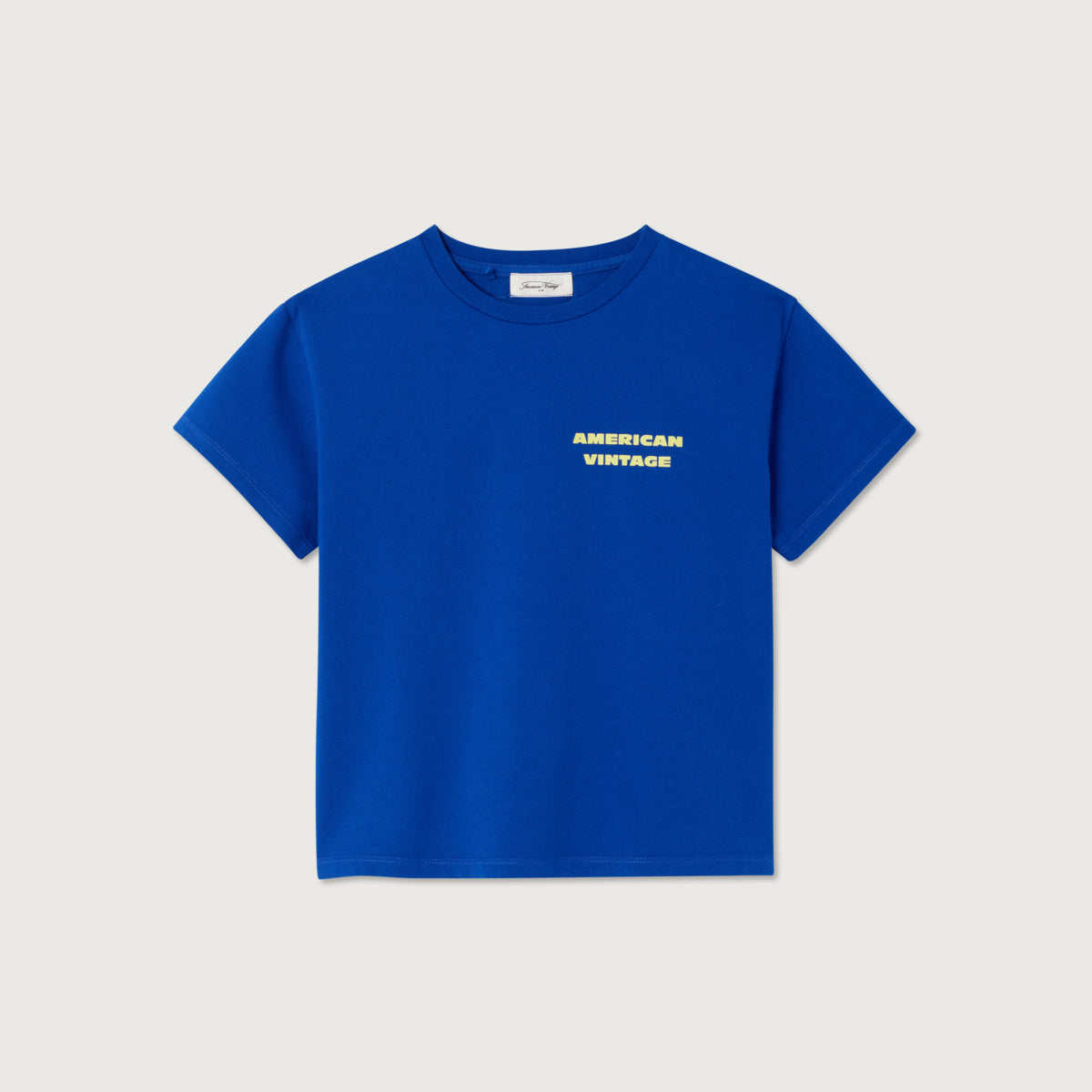 American Vintage-Short Sleeved Round Neck Straight Printed T-Shirt Indigo Vintage