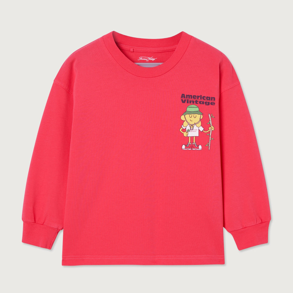 American Vintage-T-SHIRT DROIT ML COL ROND IMPRIME