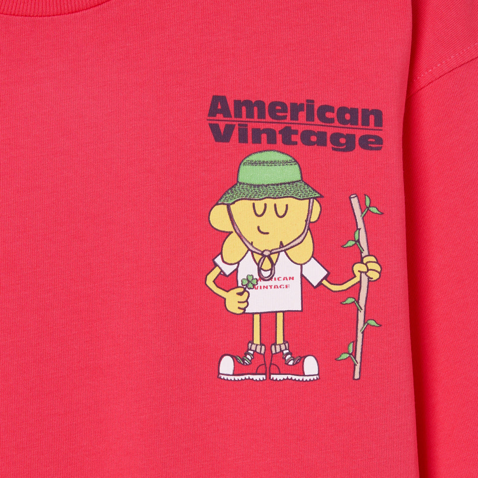 American Vintage-T-SHIRT DROIT ML COL ROND IMPRIME