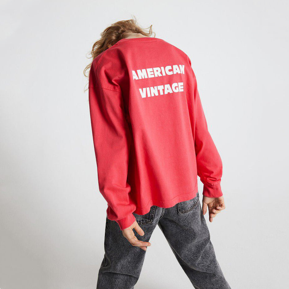 American Vintage-T-SHIRT DROIT ML COL ROND IMPRIME