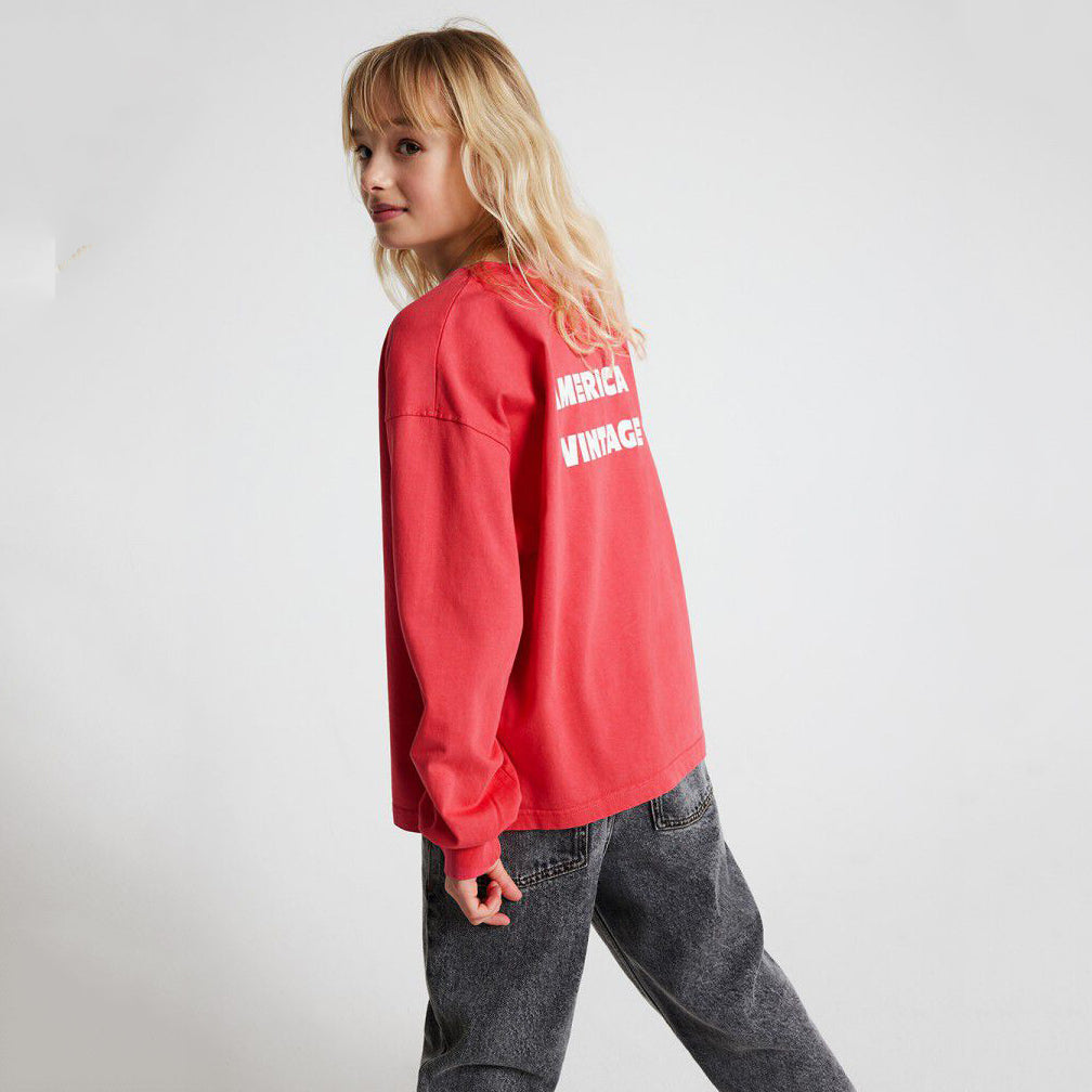 American Vintage-T-SHIRT DROIT ML COL ROND IMPRIME