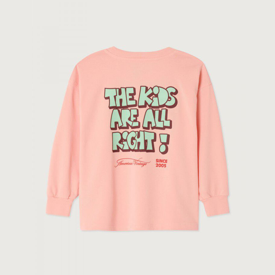 American Vintage-Kids T-Shirt Droit ML Col Rond Imprime Sorbet Vintage