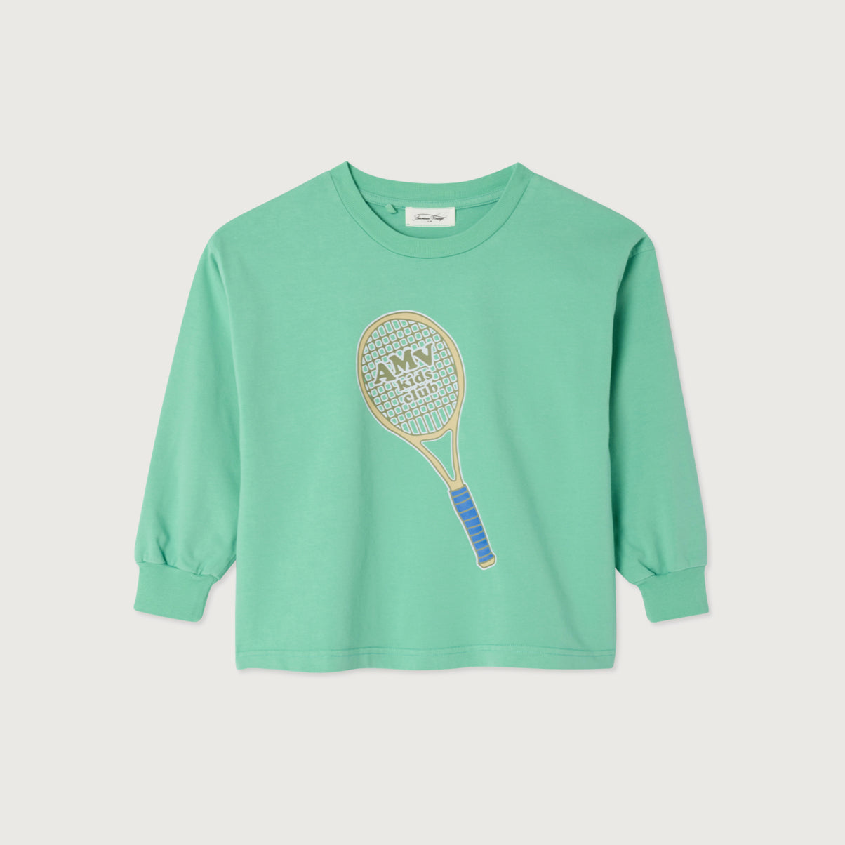 American Vintage-Long Sleeved Round Neck Straight Printed T-Shirt Laitue Vintage