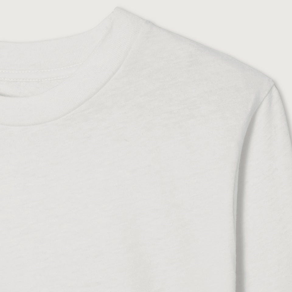 American Vintage-Long Sleeved Round Neck Straight T-Shirt Blanc