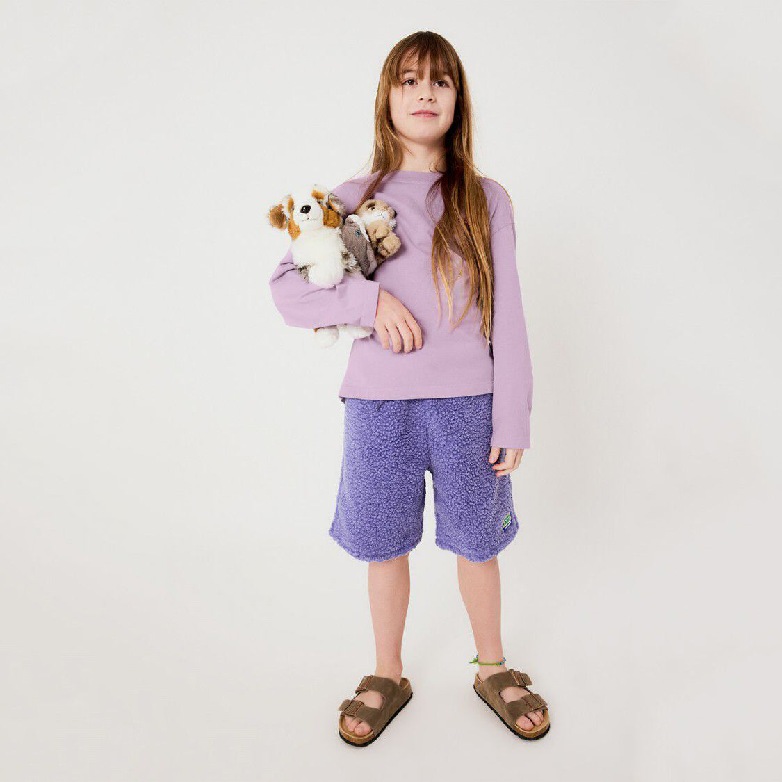 American Vintage-Kids T-Shirt Ample ML Col Rond Lilas Pastel