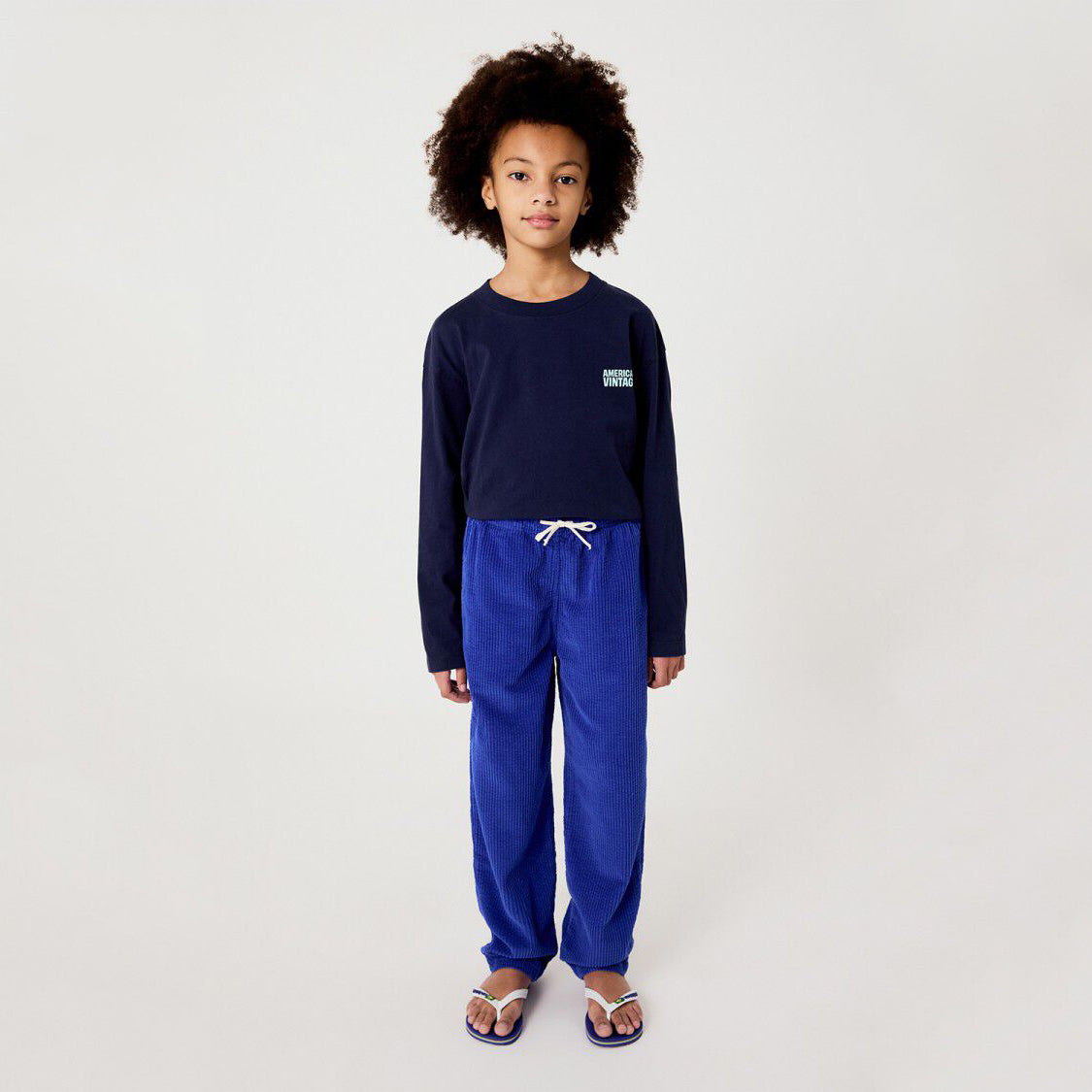 American Vintage-Kids T-Shirt Ample ML Col Rond Navy