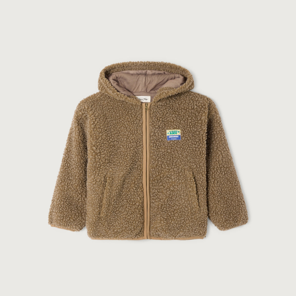 American Vintage-Long Sleeved Hooded Short Zipped Jacket Muscade Chine