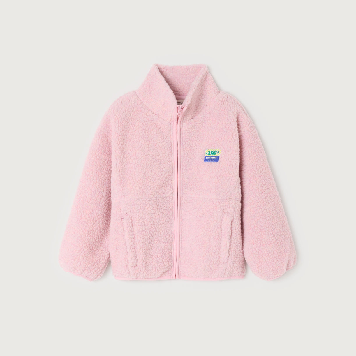 American Vintage-Long Sleeved Loose Fit Short Zipped Jacket Dragee Chine