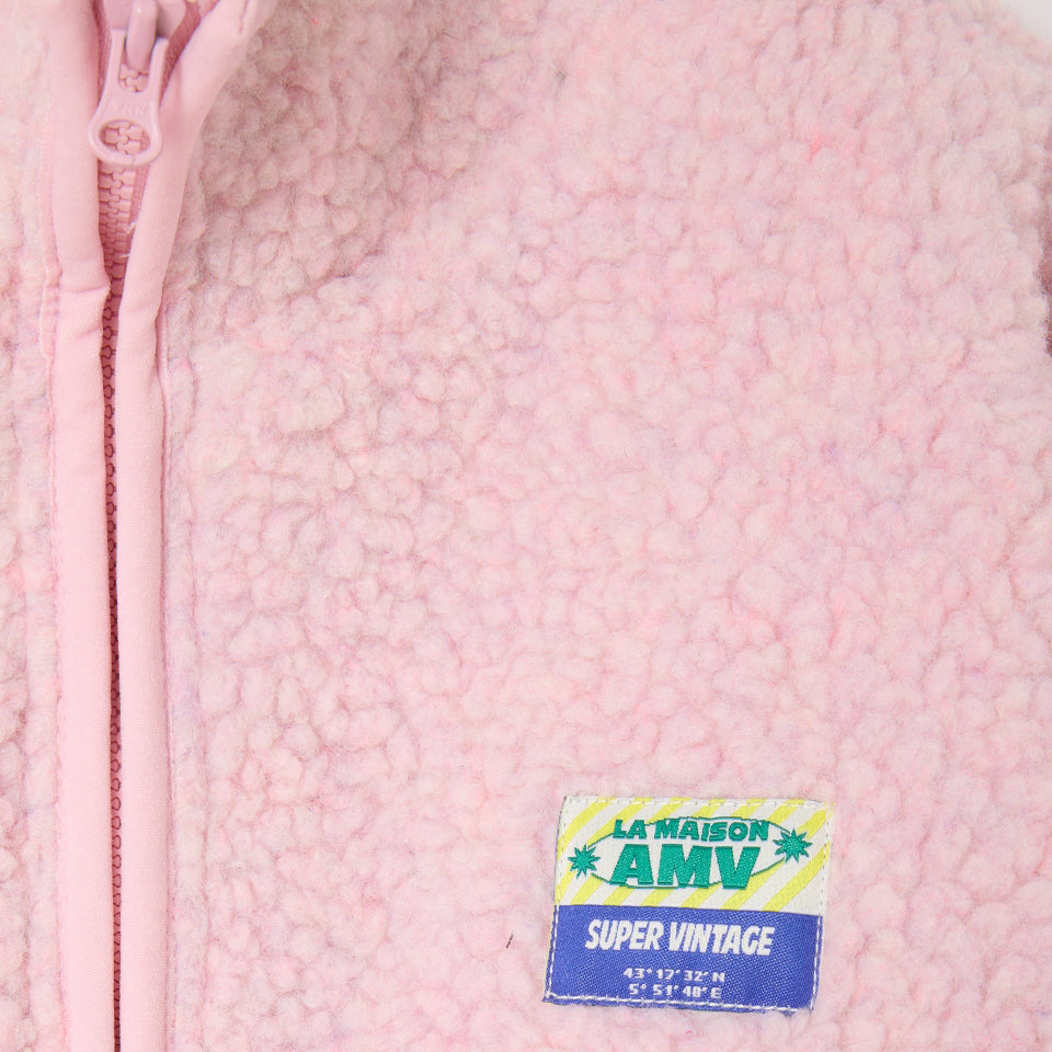 American Vintage-Long Sleeved Loose Fit Short Zipped Jacket Dragee Chine