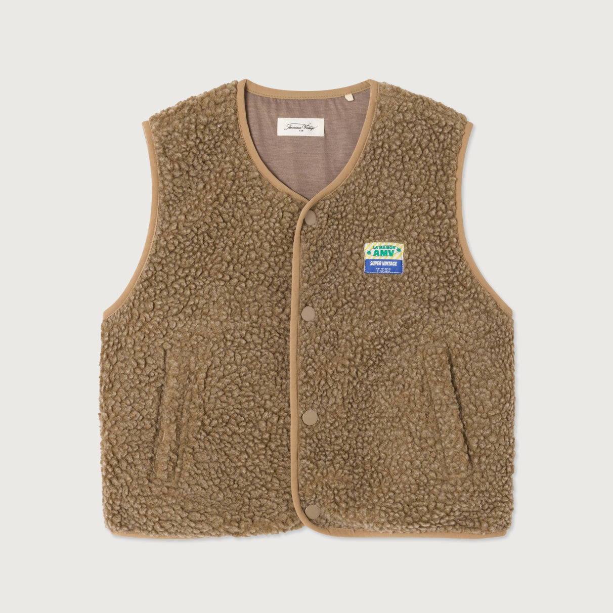 American Vintage-Sleeveless Loose Fit Jacket Muscade Chine