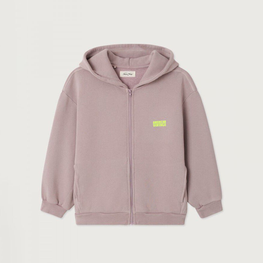 American Vintage-Kids Sweat Zippe ML Capuche Prunelle Vintage
