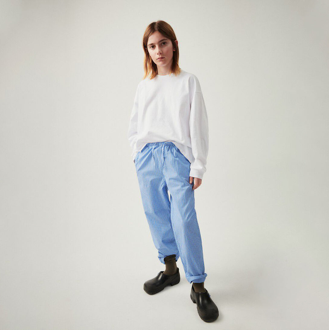 American Vintage-Kids Pantalon Carotte Taille Basse Rayures Aqua