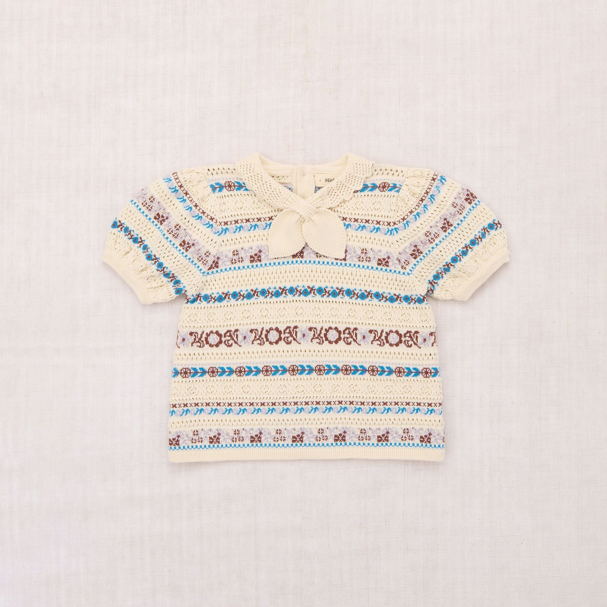 Misha & Puff-Girls Katya Blouse Marzipan Eyelet Ribbon