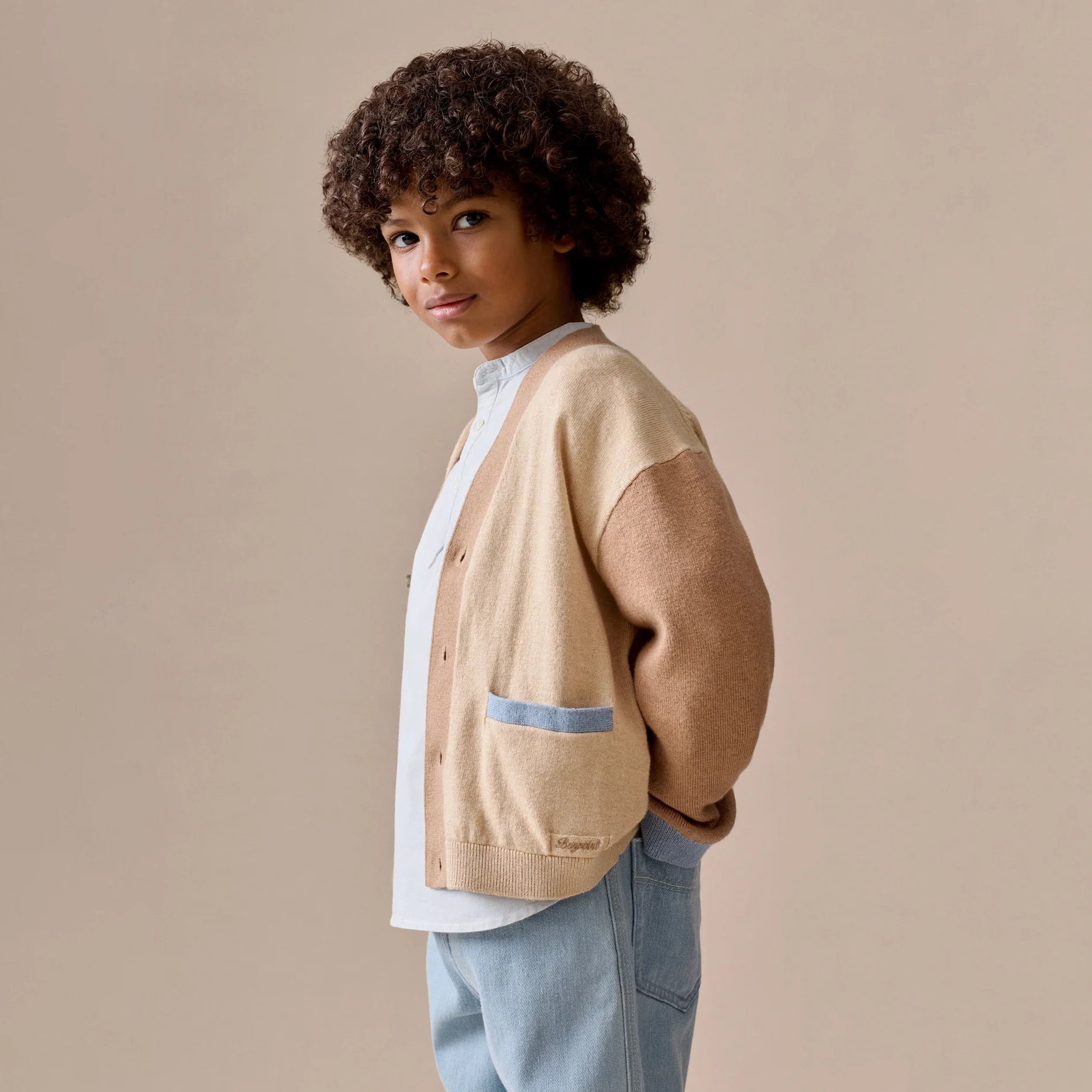 Bonpoint-Cardigan Edouard Beige Chine