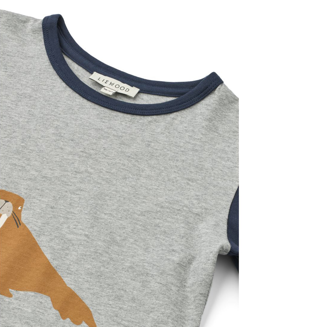 Liewood-Apia Placement Longsleeve T-shirt Walrus/Grey melange/Classic navy