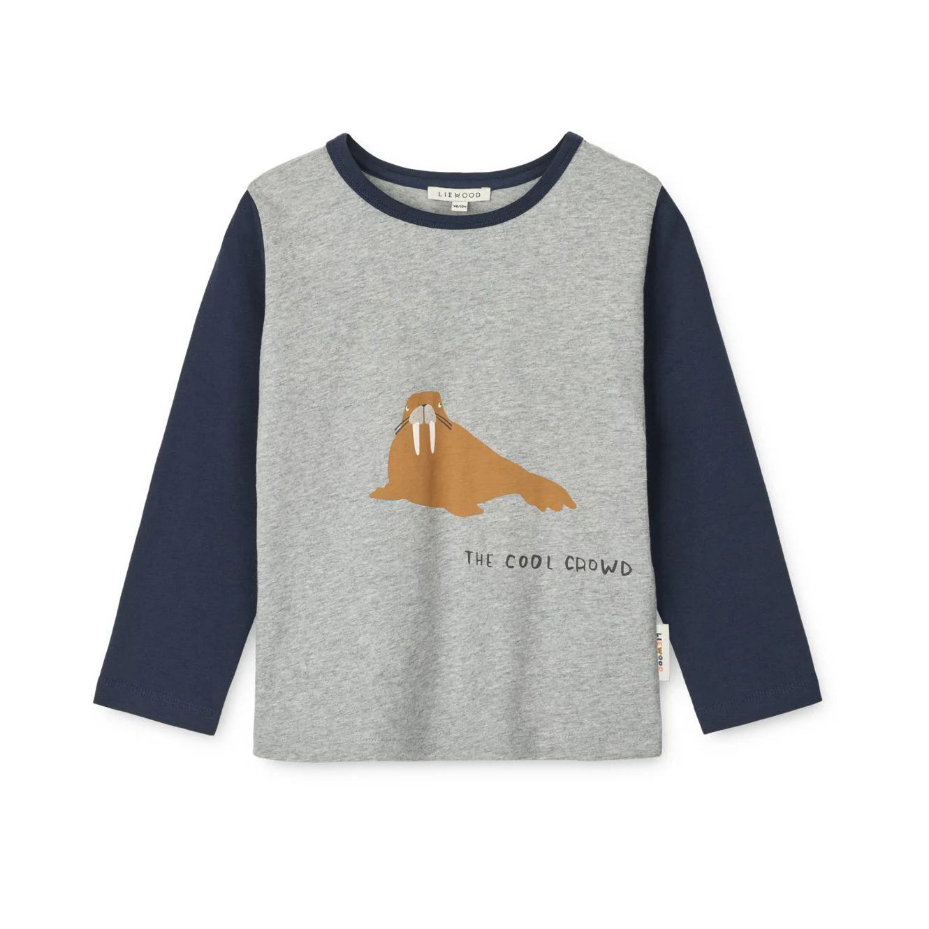 Liewood-Apia Placement Longsleeve T-shirt Walrus/Grey melange/Classic navy
