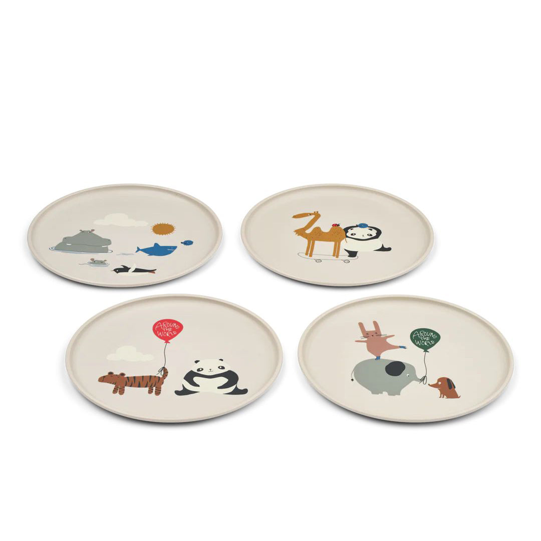Liewood-Remco Plate 4-Pack Around the world / Sandy