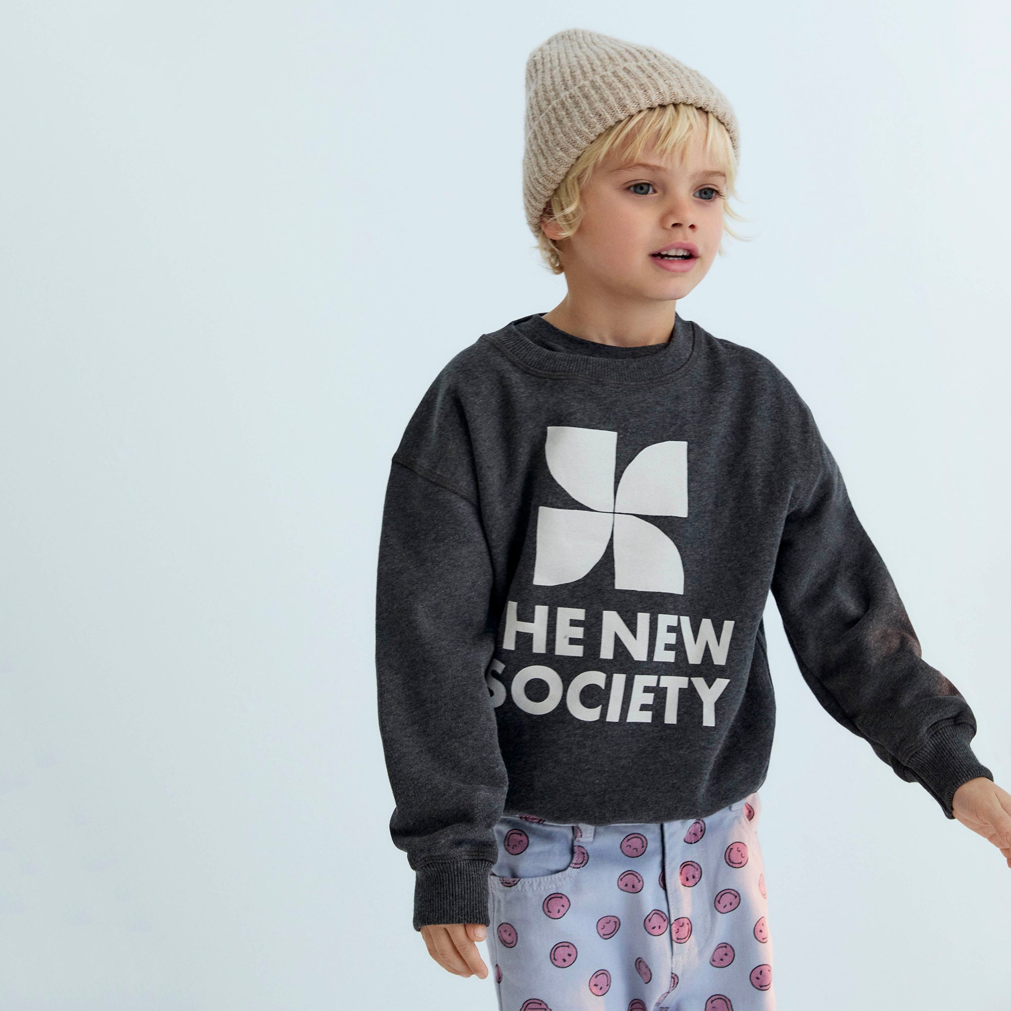 The New Society-TNS Logo Sweatshirt Galactic Grey Melange
