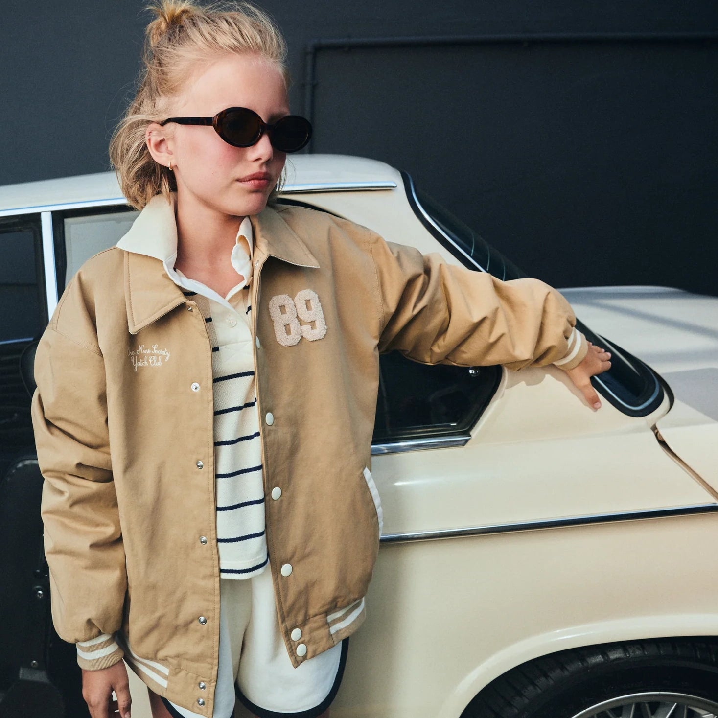 The New Society-Kids TNS Logo Teen Short Ecru