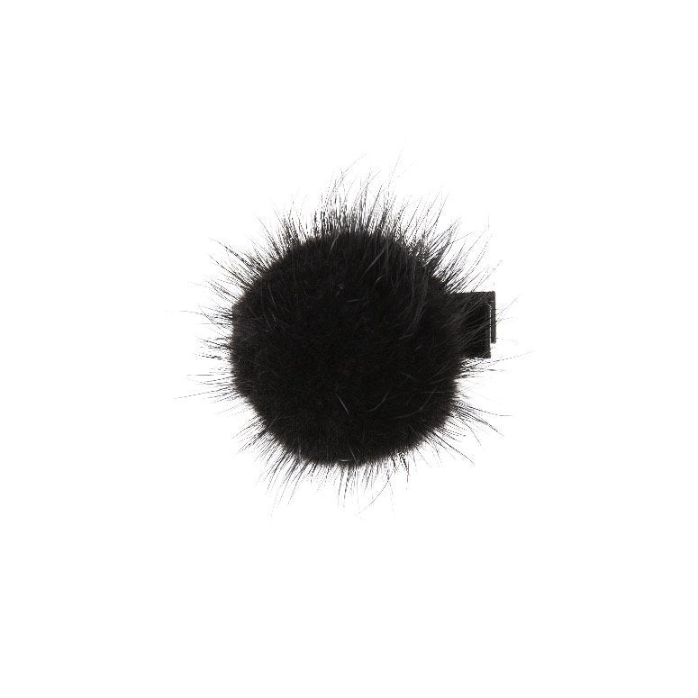 Olilia-Large Mink Puff Clip-Black