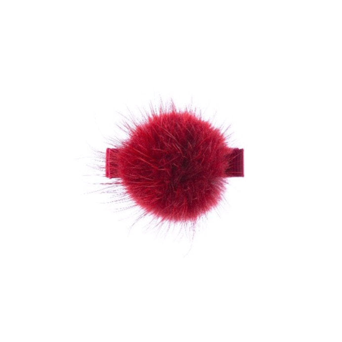 Olilia-Large Mink Puff Clip-Scarlet