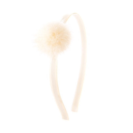 Olilia-Large Mink Puff Hard Headband-Nude
