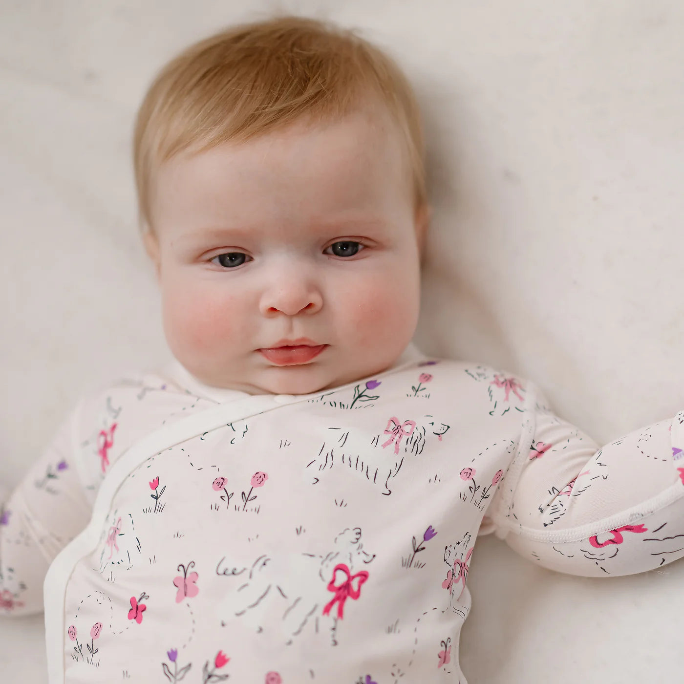 Nest Designs-Long Sleeve Kimono Onesie Doggie Meadow