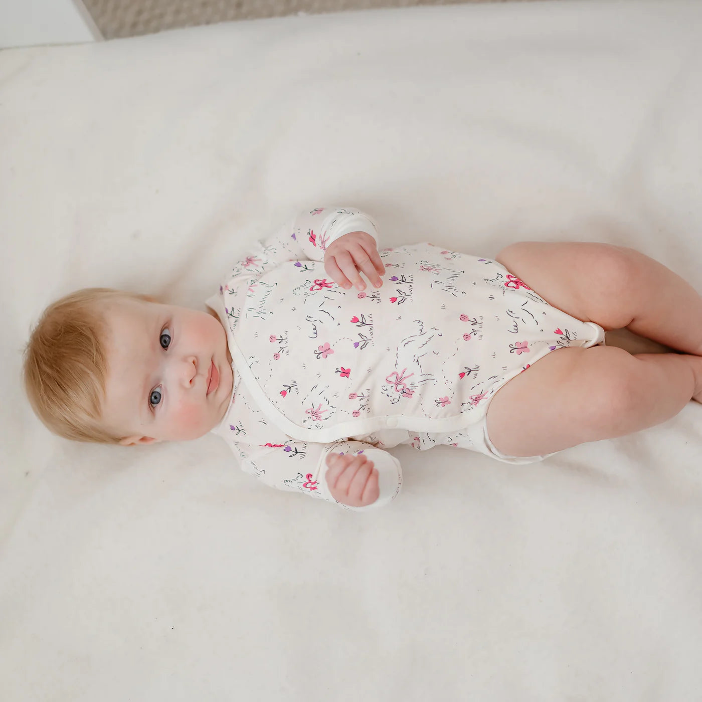 Nest Designs-Long Sleeve Kimono Onesie Doggie Meadow