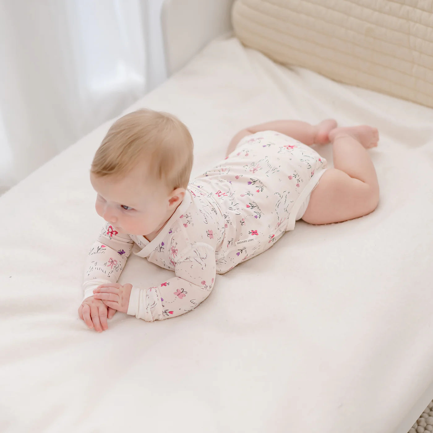 Nest Designs-Long Sleeve Kimono Onesie Doggie Meadow