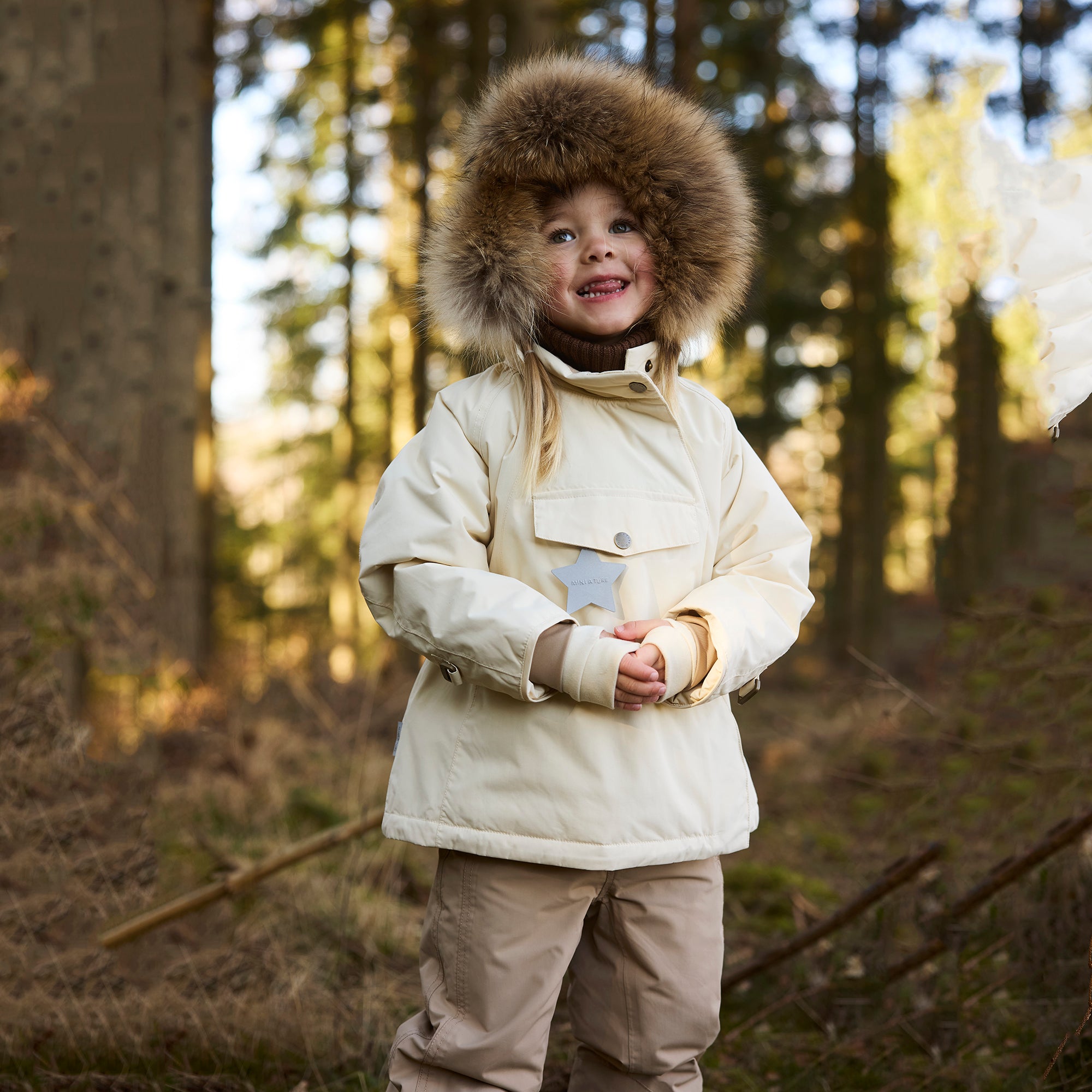 Mini A Ture-MATWANG fleece lined winter jacket fur. GRS Angora cream