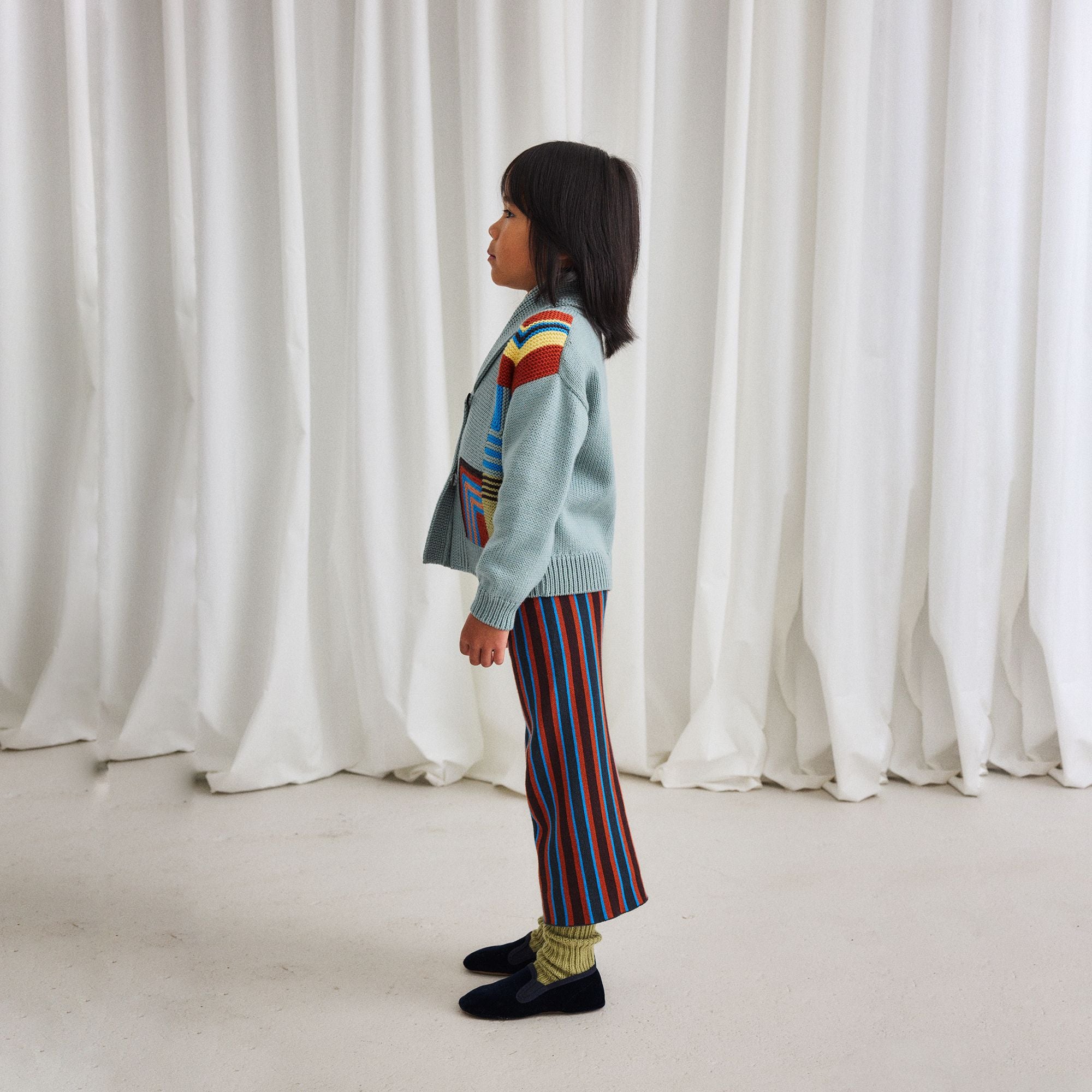 Misha & Puff-Patchwork Shawl Collar Cardigan Overcast