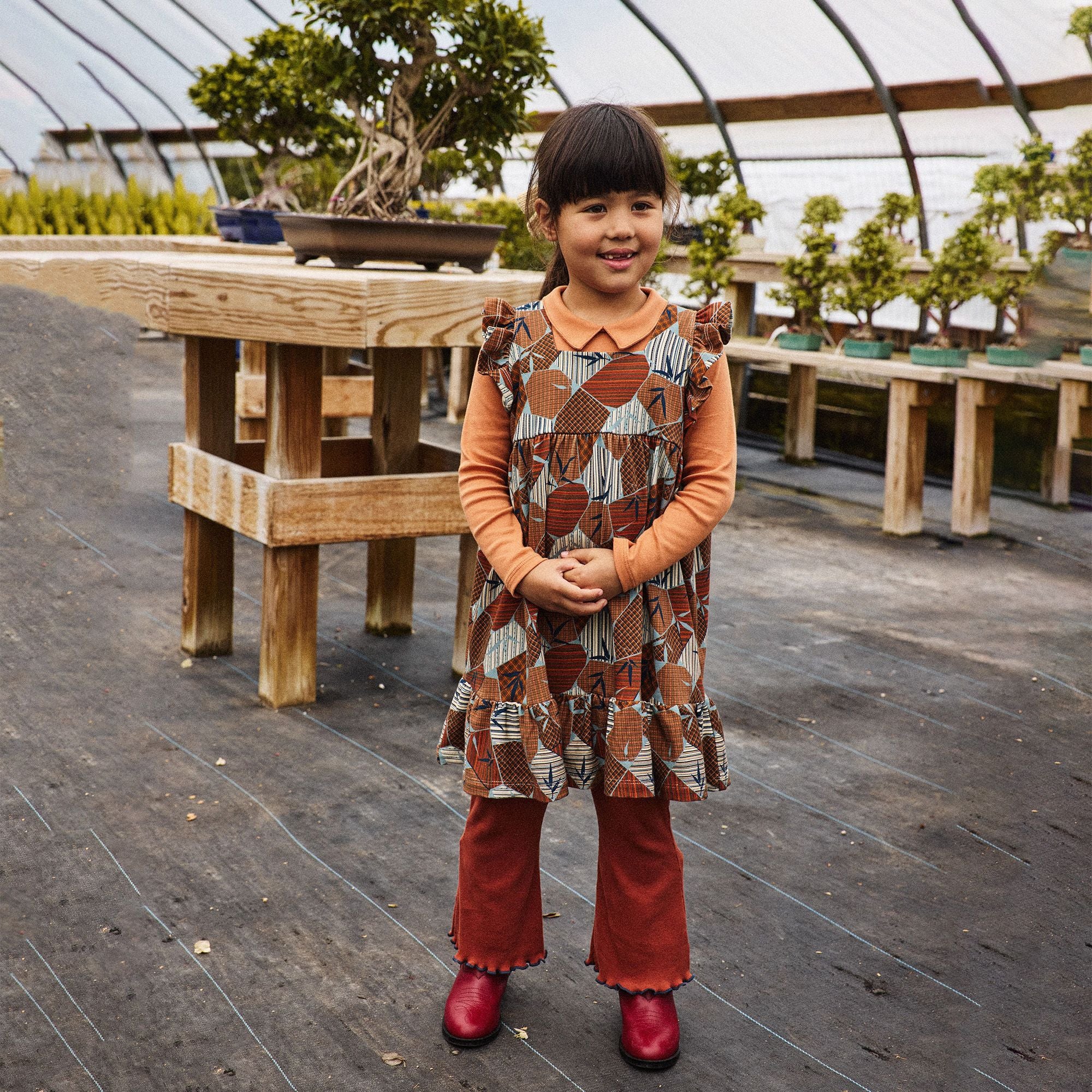 Misha & Puff-Ruffle Sleeve Dress Rose Gold Kyoto