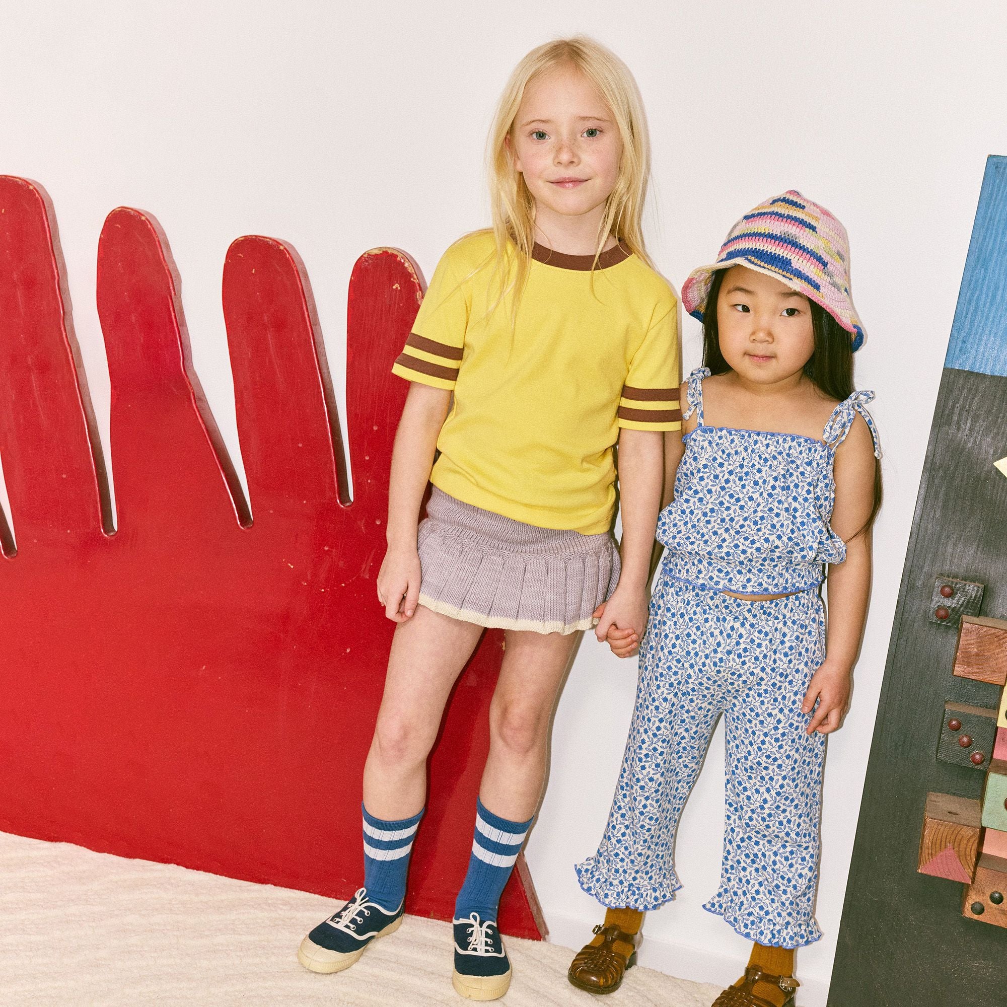 Misha & Puff-Girls Ruffle Pedal Pusher Blue Ribbon Lisse Fields