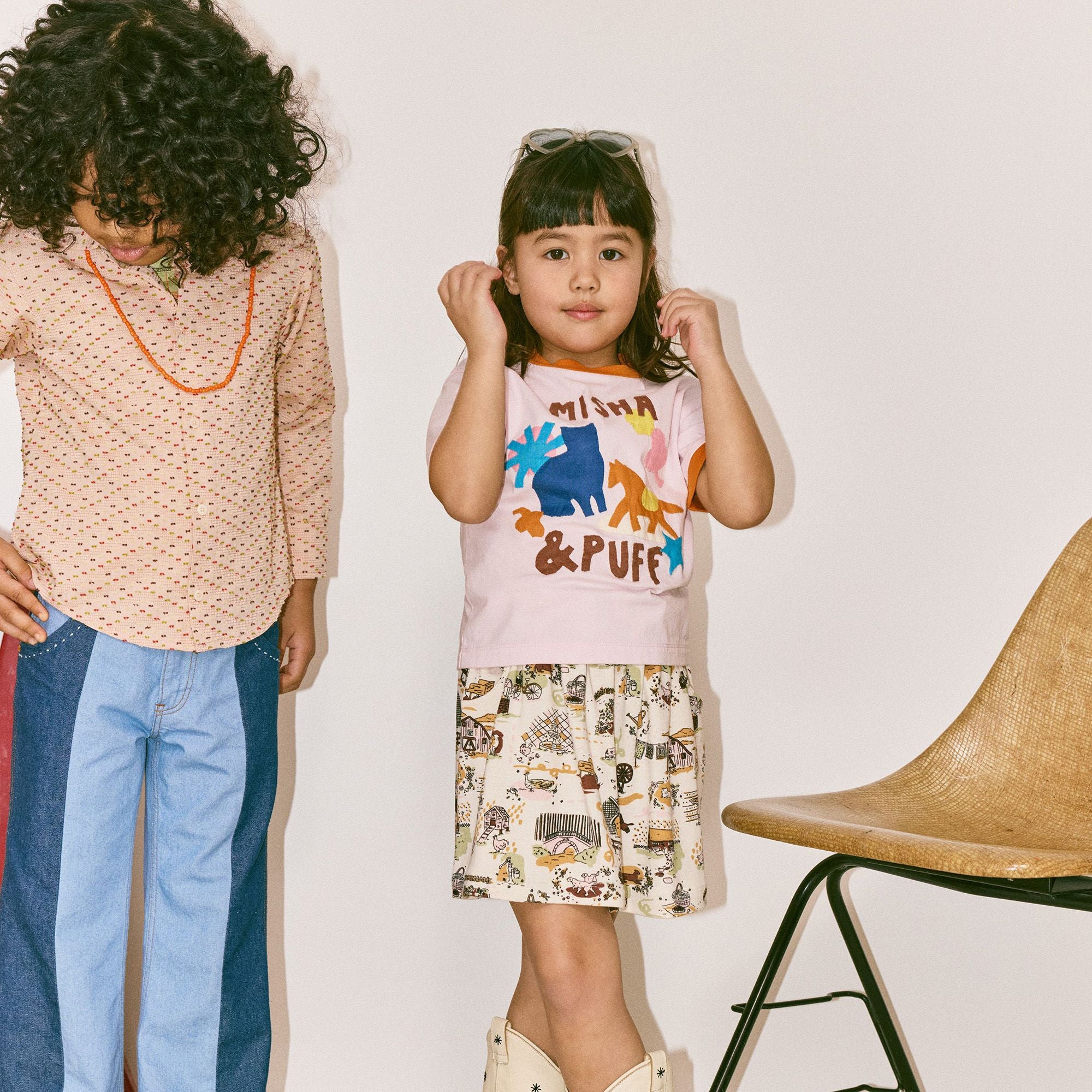 Misha & Puff-Girls Pasture Applique Tee Aura