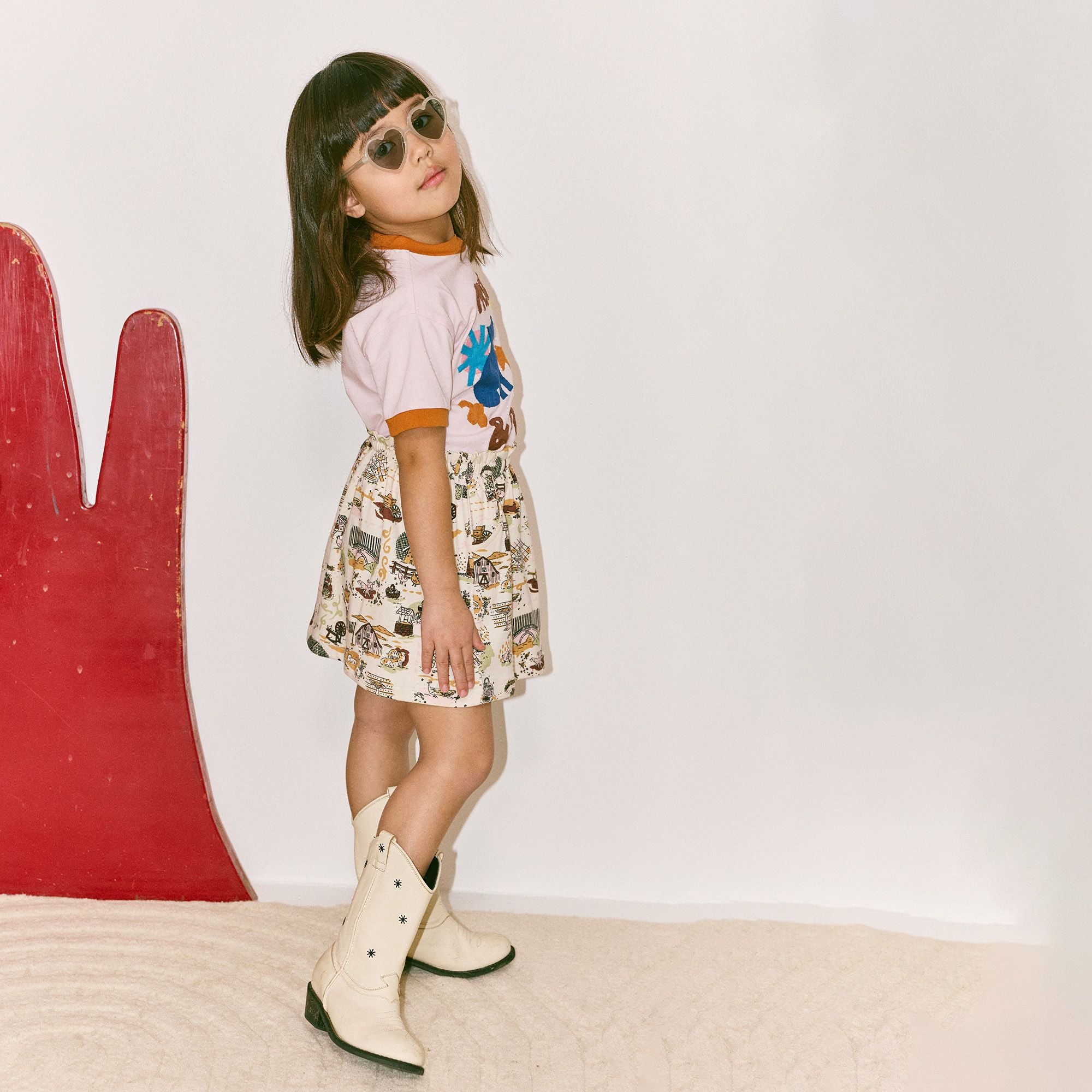 Misha & Puff-Girls Pasture Applique Tee Aura