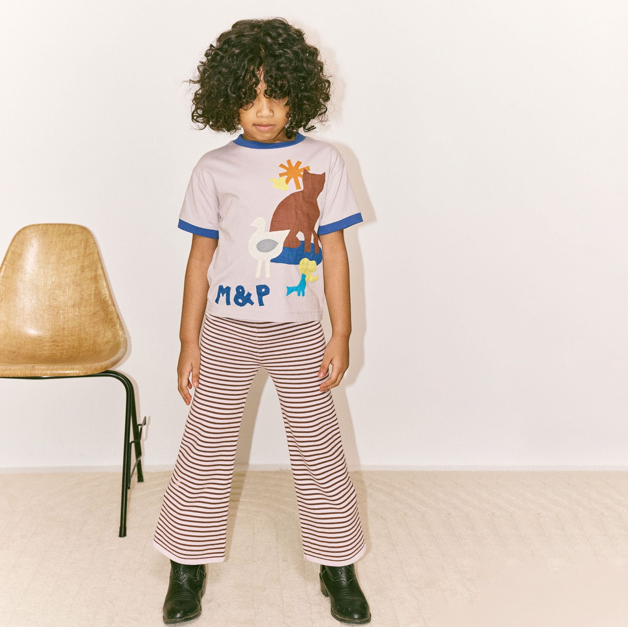 Misha & Puff-Kids Farm Applique Tee Mist