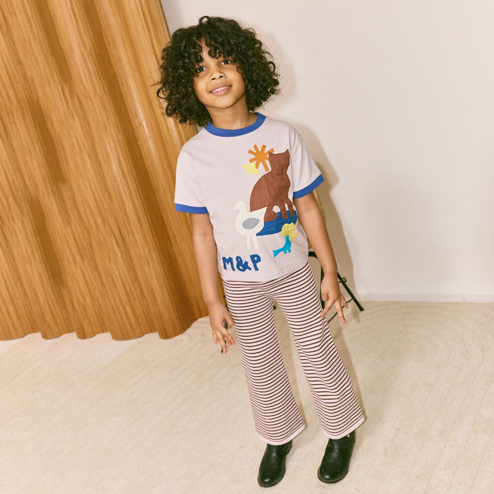 Misha & Puff-Kids Farm Applique Tee Mist