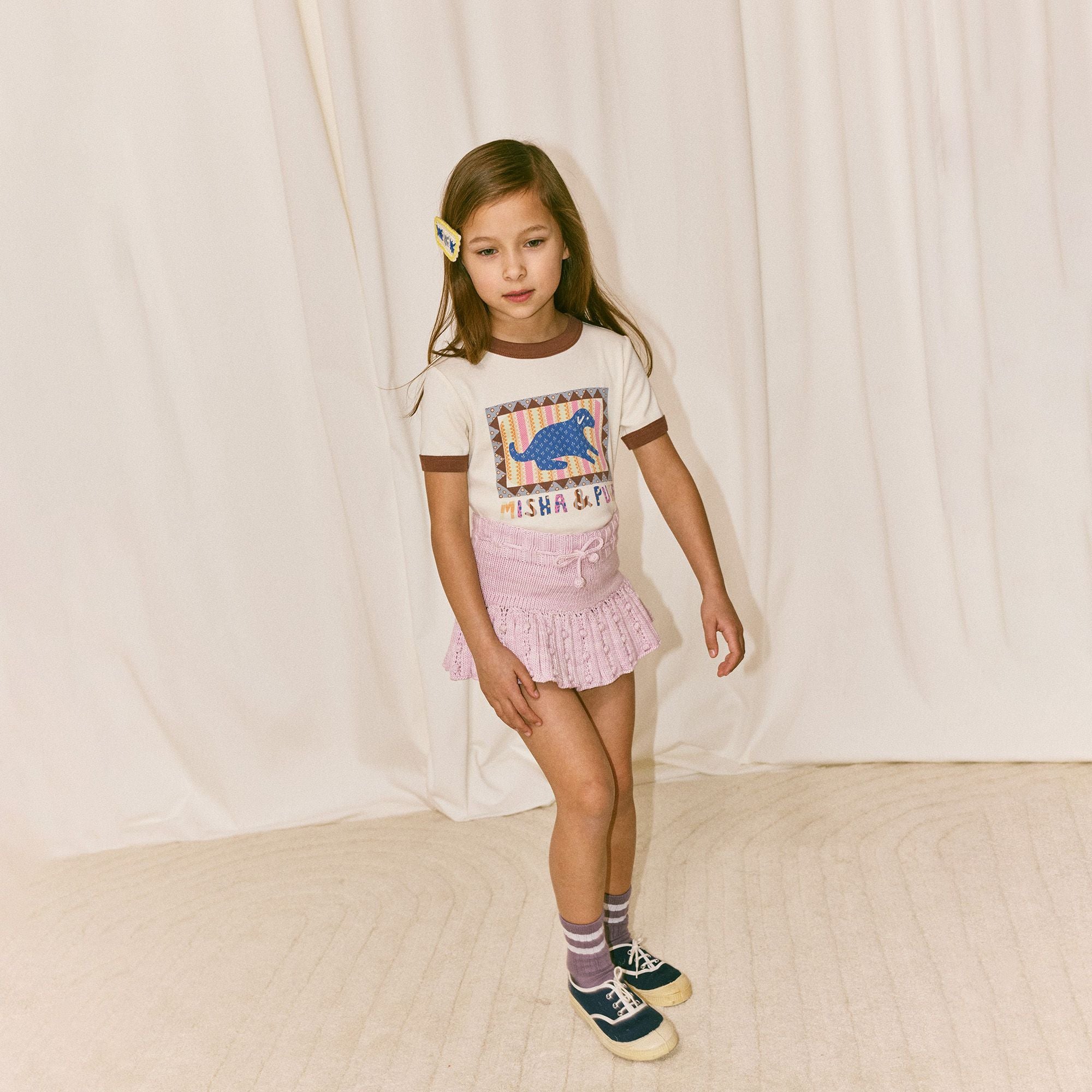 Misha & Puff-Kids Dog Collage Riger Tee Marzipan