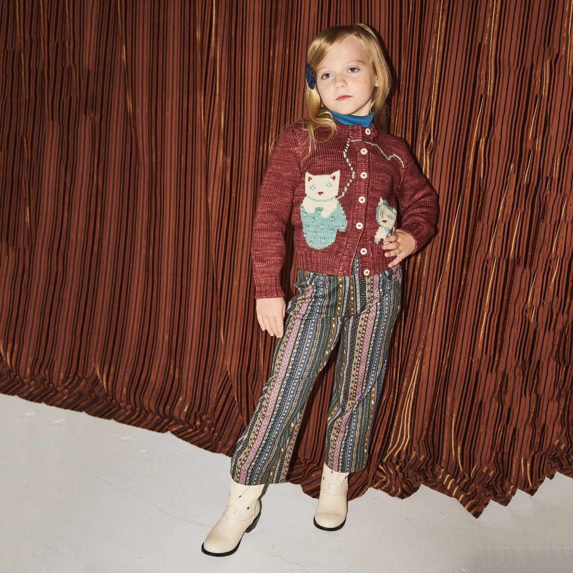 Misha & Puff-Three Little Kittens Cardigan Madder Root