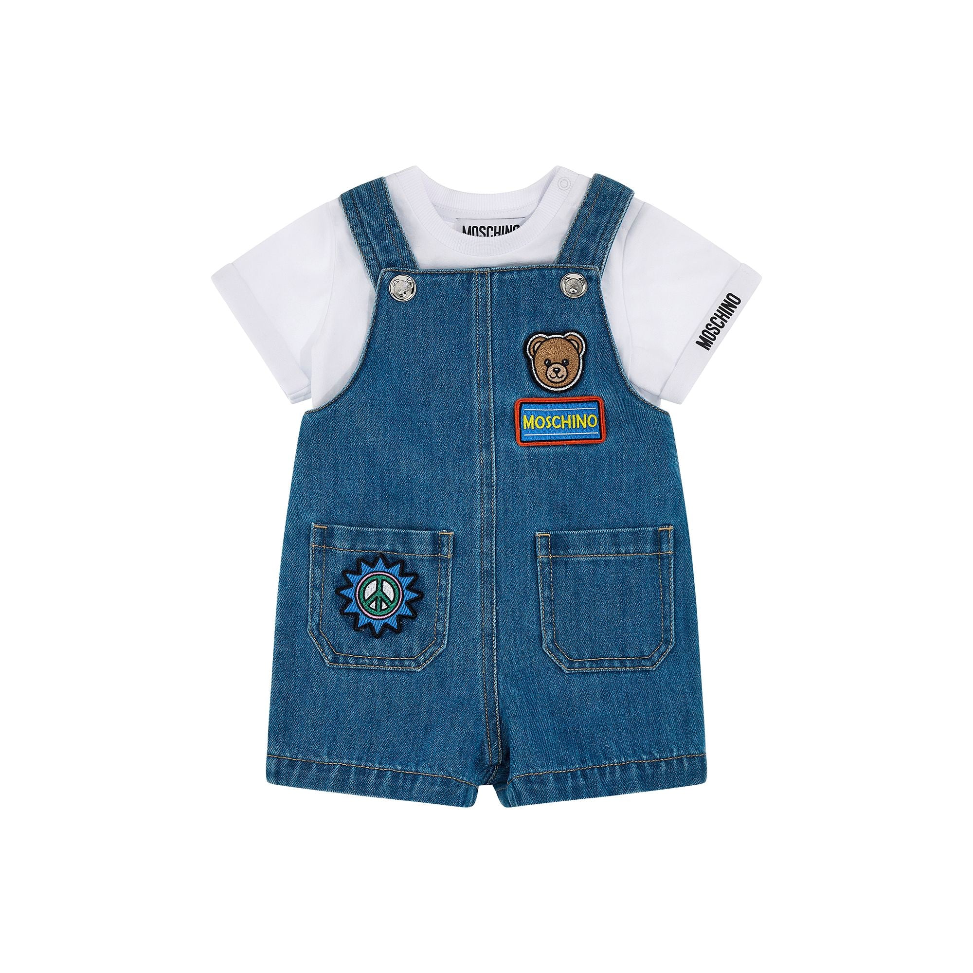 Moschino-Baby Boys T-Shirt + Dungarees Dream Blue