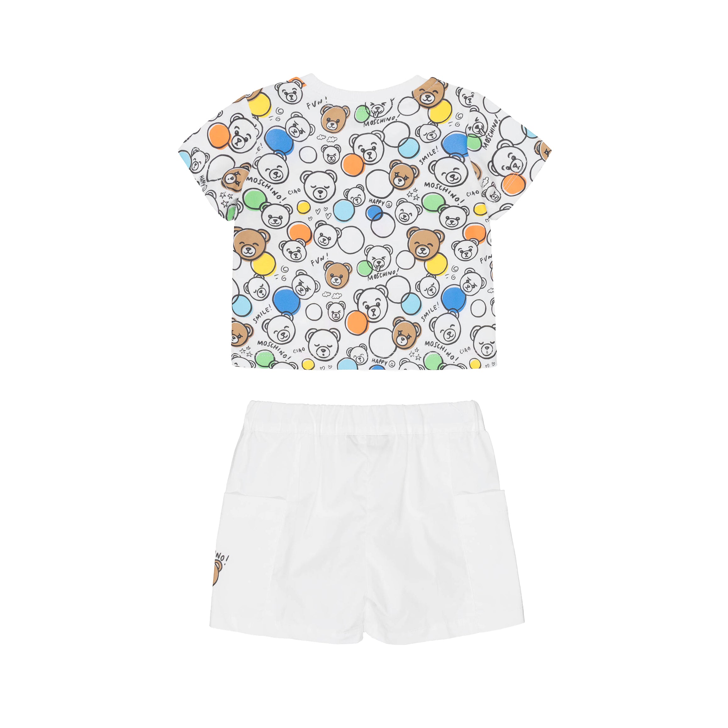 Moschino-Baby T-Shirt + Shorts Set White Smile&Bubble