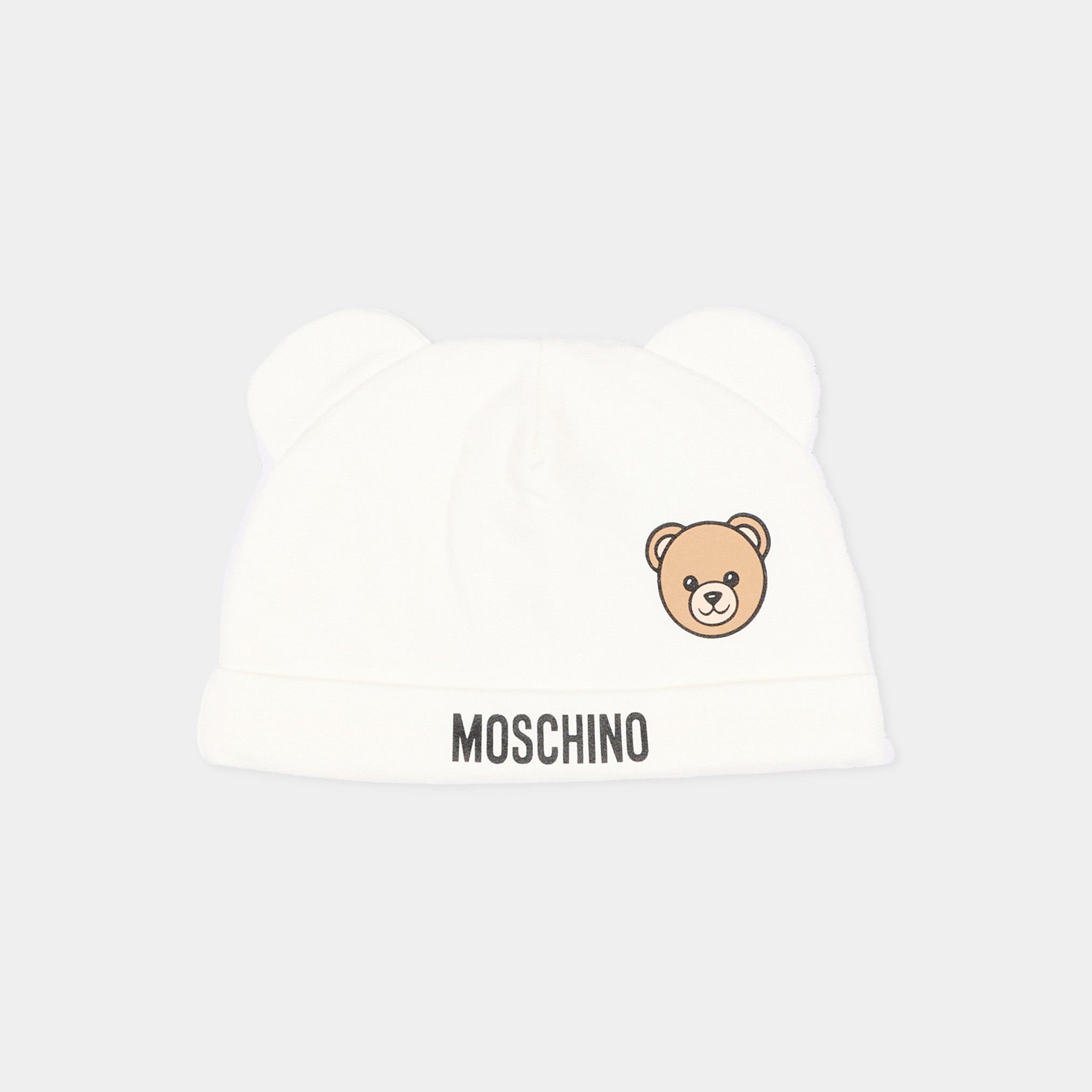 Moschino-Kids Hat And Bib Gift Set Cloud